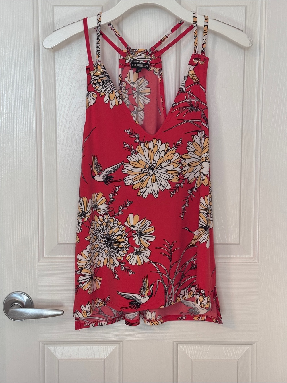Express Coral Floral V-Neck Strappy Cami